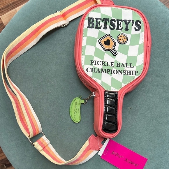 BETSEY JOHNSON Crossbody PICKLE BALL CHAMPIONSHIP Sling Bag NWT - Picture 1 of 11